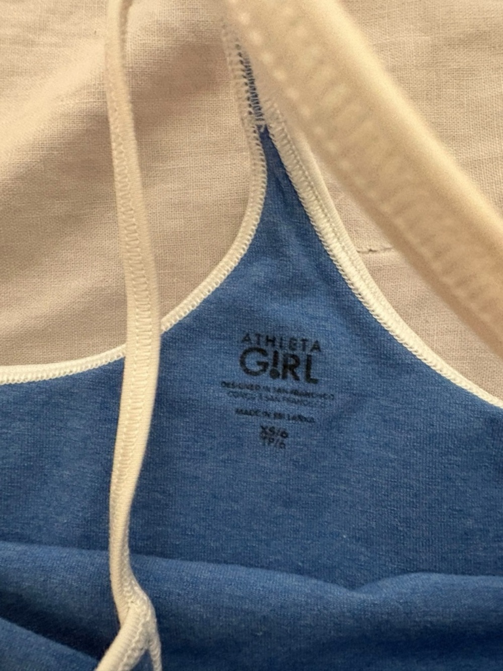 Athleta Girl Blue Romper with White Trim - Picture 2 of 3